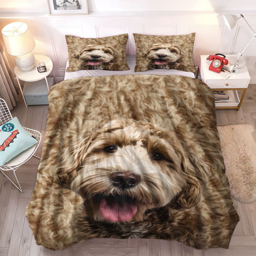 Animals Fur Full Size Bed Set Labradoodle Dog Portrait Fur Printed Bedding Set Duvet (No Comforter) Full King Queen Size Bed Cover Set Duvet With Pillowcases
