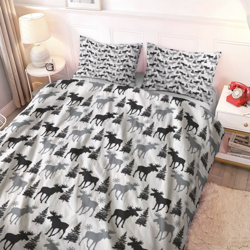 Alces Alces Bed Set Carbon Loft Rosal Wilderness Moose Bedding Set Duvet (No Comforter) Full King Queen Size Bed Cover Set Duvet With Pillowcases