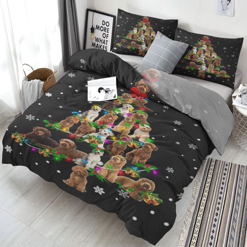 Trees Bed Spread Sets Labradoodle Christmas Tree Bedding Set Duvet (No Comforter) Full King Queen Size Bed Cover Set Duvet With Pillowcases