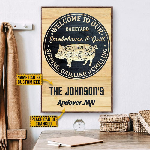 Personalized Canvas Painting Frames Home Decoration Grilling Pig Welcome Sipping  Framed Prints, Canvas Paintings
