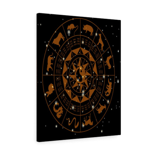 Chinese Horoscope Wheel Ready To Hang Stretched Canvas Wall Art Framed Prints, Canvas Paintings