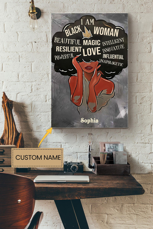 Afro Girl Personalized Poster - Woman Wall Art - Gift For Black Women Home Decor African Women Canvas Gallery Painting Wrapped Canvas Framed Gift Idea Framed Prints, Canvas Paintings