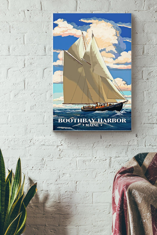 Boothbay Harbor In Maine American Poster - Sailor Wall Art - Gift For Sea Lover Ocean Lover Sailing Lover Canvas Gallery Painting Wrapped Canvas Framed Gift Idea Framed Prints, Canvas Paintings