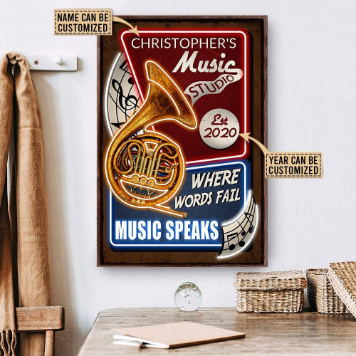 Aeticon Gifts Personalized French Horn Music Speaks Canvas