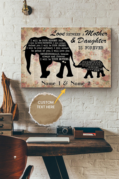 Love Between A Mother And Daughter Is Forever Personalized Poster - Family Wall Art - Gift For Mother's Day Mama Mommy Canvas Gallery Painting Wrapped Canvas Framed Gift Idea Framed Prints, Canvas Paintings