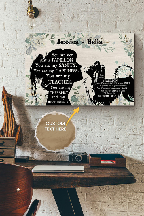Papillon Girl Therapist Best Friend Personalized Poster - Animal Wall Art - Gift For Dog Lover Dog Foster Puppy Fan Canvas Gallery Painting Wrapped Canvas Framed Gift Idea Framed Prints, Canvas Paintings
