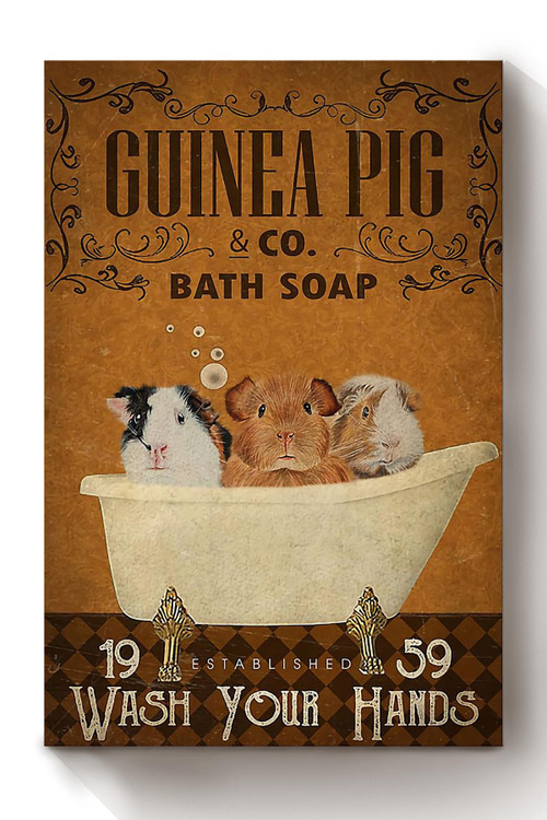 Wash Your Hands Poster For Bathroom Decor Guinea Pig Lover Canvas