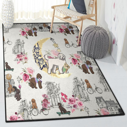 Labradoodle Dog Washable Rugs Labradoodle Rug Rectangle Rugs Washable Area Rug Non-Slip Carpet For Living Room Bedroom