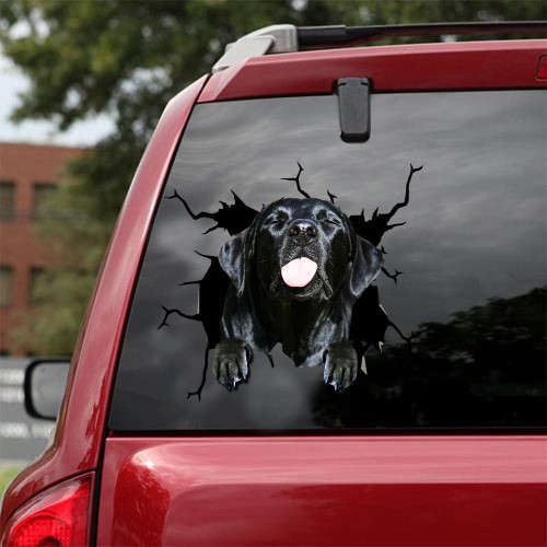 Labrador Retrievers Crack Decal For Car Window Funny Jokes 3D Sticker , Carbon Car Door Sills Stickers