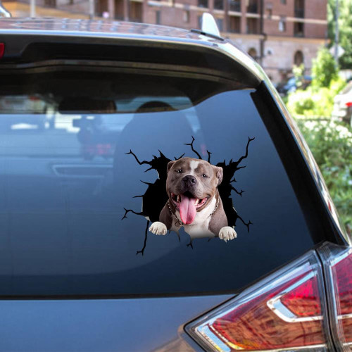 American Bully Crack Window Decal Custom 3d Car Decal Vinyl Aesthetic Decal Funny Stickers Cute Gift Ideas Ae10039 Car Vinyl Decal Sticker Window Decals, Peel and Stick Wall Decals
