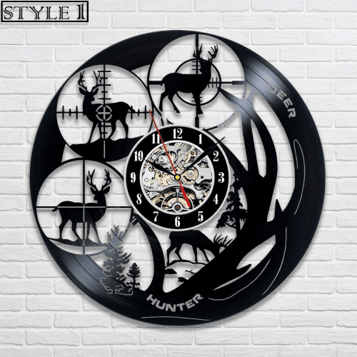 Deer Hunting Vinyl Record Clock