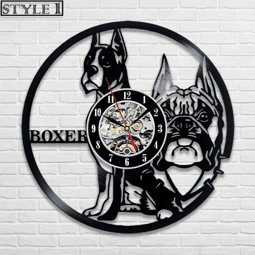 Boxer Dog Vinyl Record Clock