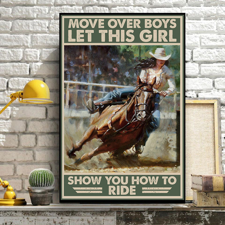 Horse Racing 3D Window View Wall Arts Painting Prints Girl Horse Riding Ld0571-Lad Framed Prints, Canvas Paintings Wrapped Canvas 8x10