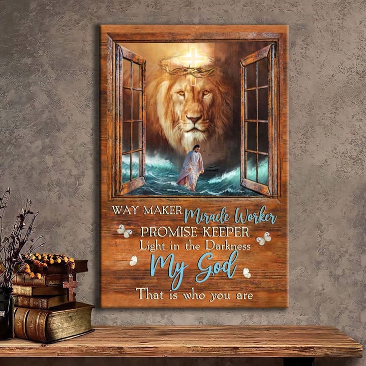 Way Maker Wall Art, Jesus The Lion Of Judah Canvas Hanging Wall Art Gift, Canvas Paiting Frames Print Home Decor