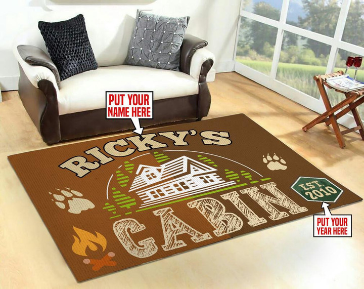 Personalized Cabin Area Rug Carpet  Small (3x5ft)
