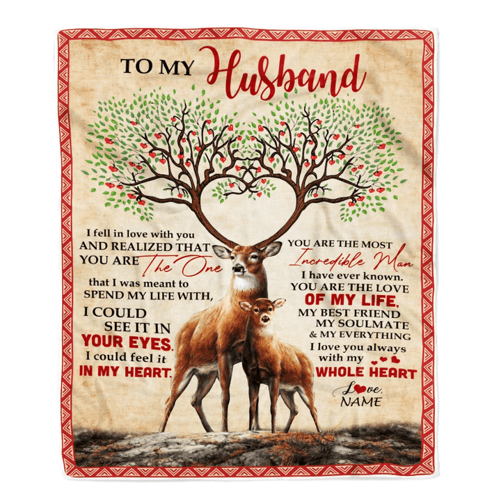 Personalized To My Husband Blanket From Wife Deer You Are The Love Of My Life Husband Birthday Wedding Anniversary Christmas Customized Fleece Blanket