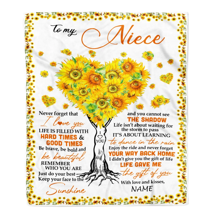 Personalized to My Niece Blanket from Aunt Auntie Life Gave Me The Gift of You Sunflower Niece Birthday Thanksgiving Christmas Customized Fleece Blanket