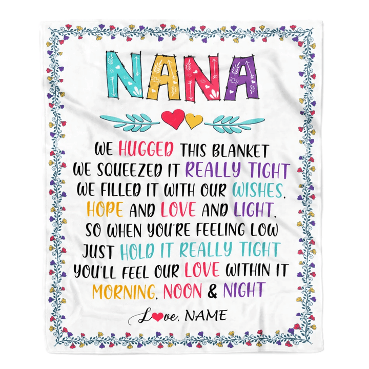Personalized Nana Blanket From Grandkids We Hugged This Blanket Nana Birthday Mothers Day Christmas Customized Fleece Blanket