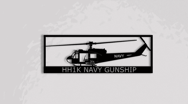 Hh-1k Navy Gunship Metal Sign Cut Metal Sign Wall Decor