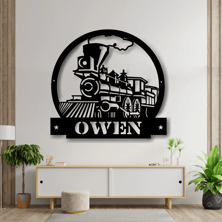 Train Metal Sign - Metal Wall Decor Custom Metal Name Sign Name Metal Sign Fathers Day Gift Railroad Sign Personalised