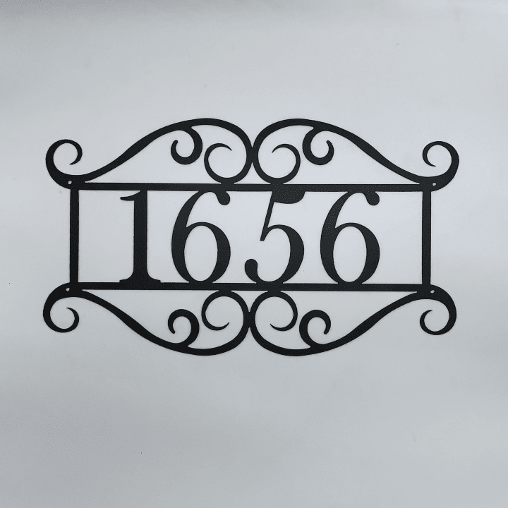 Scroll Address Sign House Number Plaque Door Number Metal House Number Metal Art Address Number Number Sign