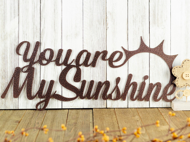 You Are My Sunshine Metal Wall Art Metal Sign Outdoor Sign Metal Wall Decor Love Quotes Laser Cut Steel