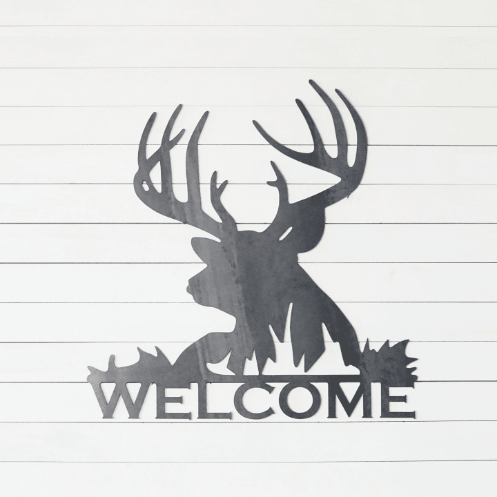 Welcome Deer Metal Art - Welcome Sign - Wildlife Welcome Sign - Rustic Welcome Sign - Outdoors Welcome Sign