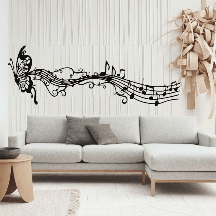 Metal Wall Decor Metal Music Decor Butterfly And Melody Notes Art Home Living Room Decoration Wall Hangings Music Lover