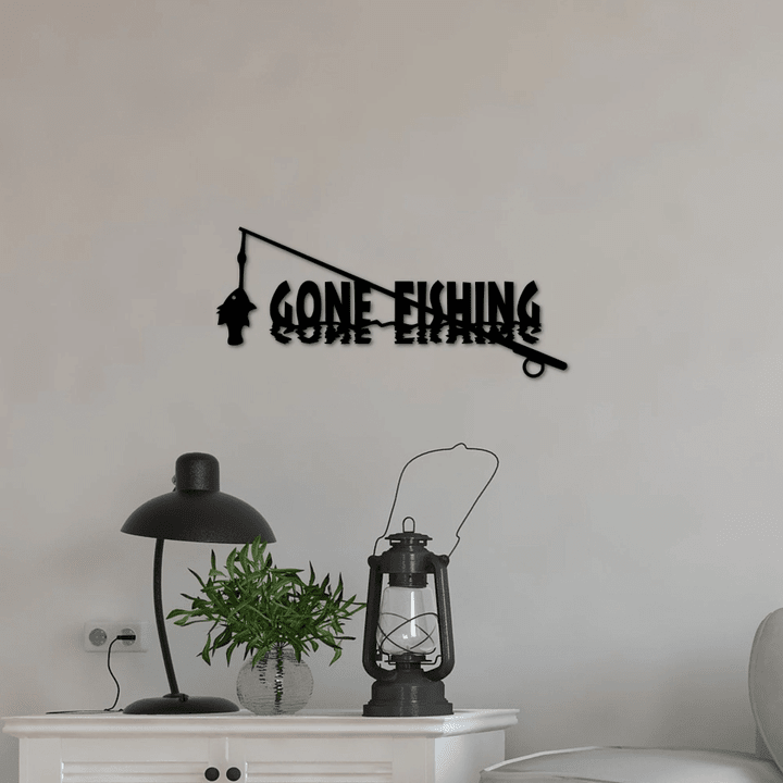 Gone Fishing Sign Metal Wall Art Gift For Husband Boyfriend Father Or Grandpa Rustic Cabin And Lake Decor Fishing Gifts