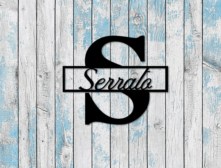 Serrato Monogram Wall Art - Personalized With Your Name Or Family Name Metal Sign Cut Metal Sign Wall Decor