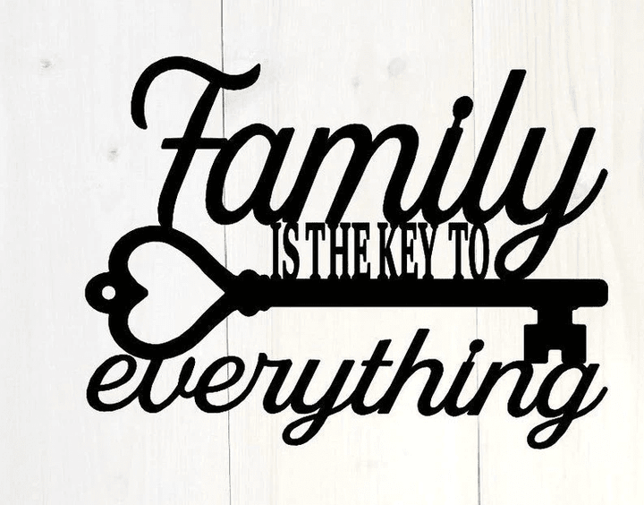 Family Is The Key To Everything Custom Metal Sign Metal Monogram House Warming Gift Metal Word Wall Art Wall Decor Steel