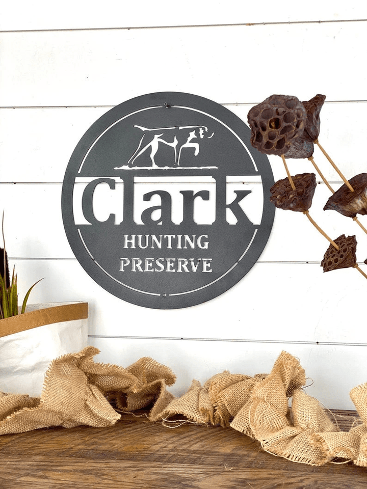 Hunting Preserve Personalized Sign Hunting Dog Bird Dog Metal Sign Entryway Metal Sign Bird Dog Art
