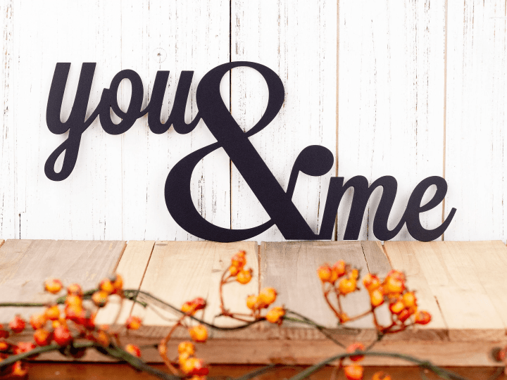 You And Me Metal Sign - Black Ampersand Wall Quote Wall Hanging Wedding Sign Wedding Decor Outdoor Sign