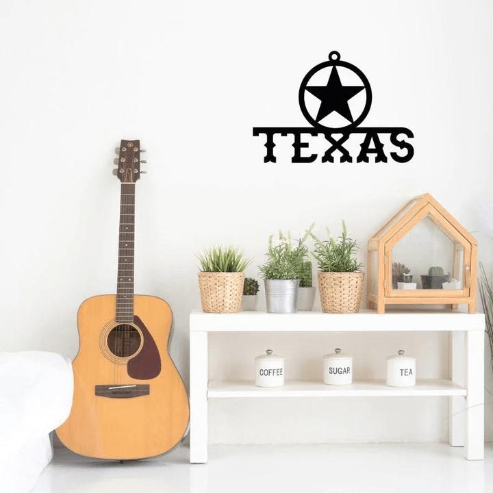 Texas Lone Star Metal Sign Laser Cut Solid Steel Decorative Home Accent Wall Sign Hanging Indoor Or Outdoor