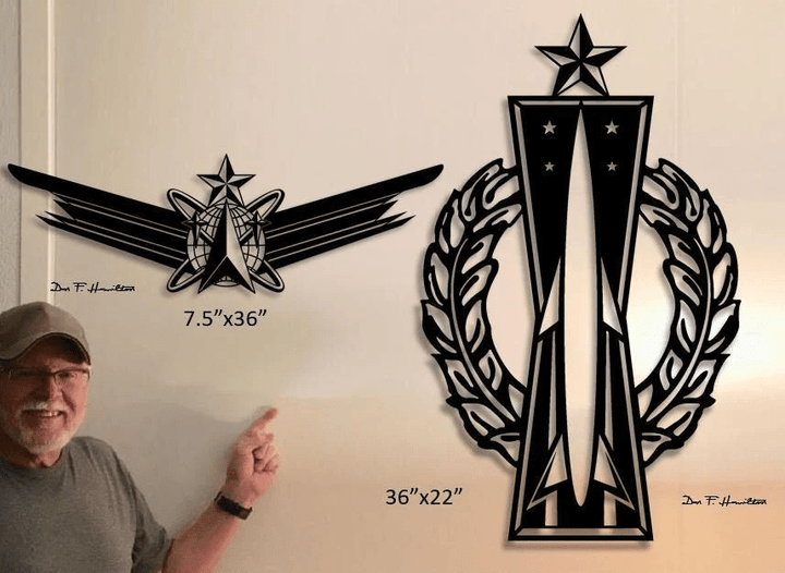 Sr. Space Ops & Sr. Missile Badges Xl Silhouette - Them Metal Sign Cut Metal Sign Wall Decor