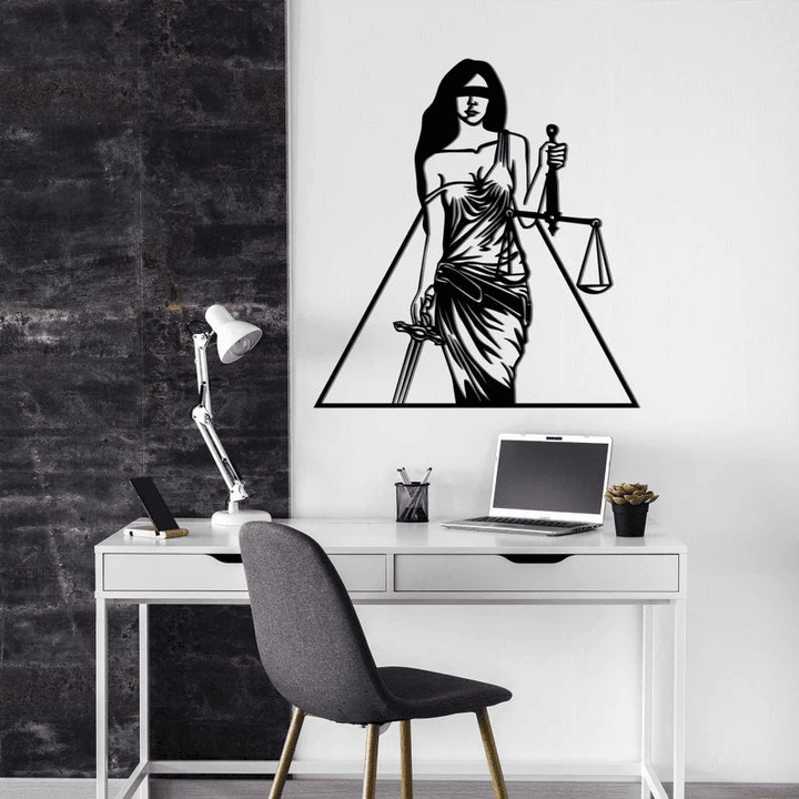 Lady Justice Wall Decor Themis Metal Wall Art Metal Wall Decor Metal Wall Sign Iustitia Lawyer Gift Law Office Wall