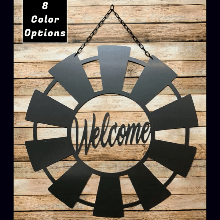 Welcome Sign For Front Porch Windmill Design Cut Metal Sign Wall Metal Sign