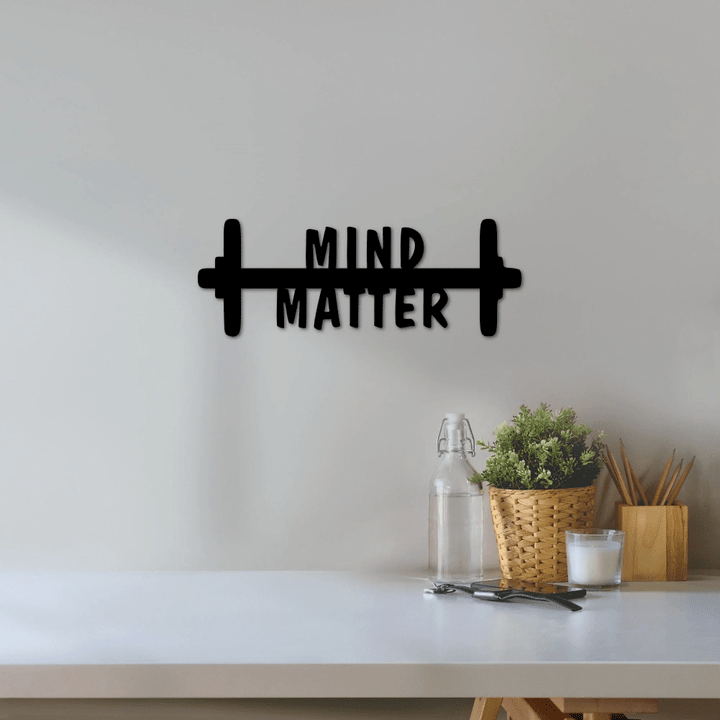 Mind Over Matter Gym Motivational Sign Metal Wall Art Home Gym Wall Decor Gym Sign Metal Cutouts Workout Motivation