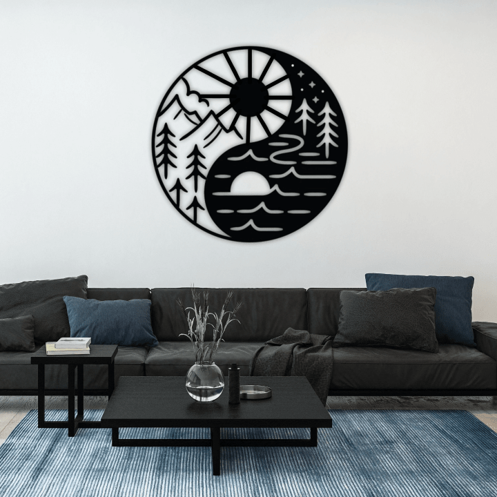 Yin Yang Sun & Moon Metal Wall Decor Metal Wall Art Housewarming Gift Home Decor Office Decor Interior Design Best