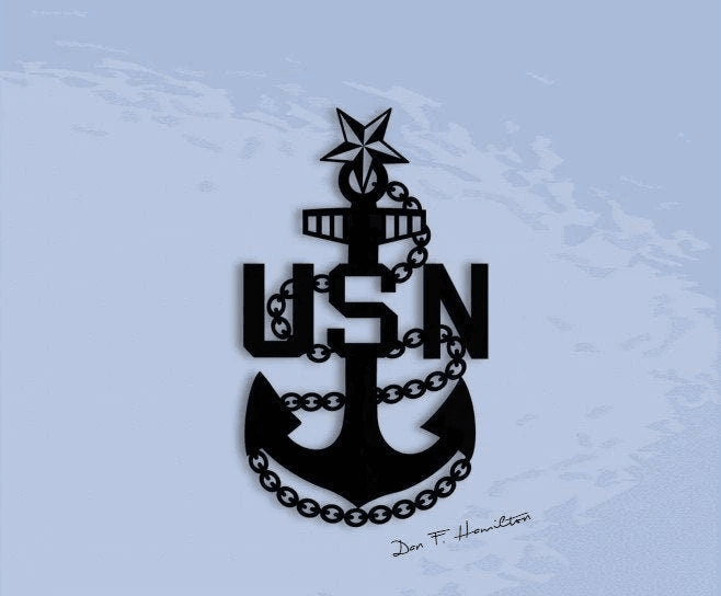 Senior Chief Petty Officer Fouled Anchor Silhouette Metal Sign Cut Metal Sign Wall Decor