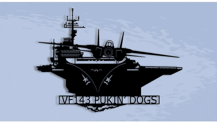 F14 Vf-143 Pukin' Dogs Launched From Carrier Metal Sign Cut Metal Sign Wall Decor