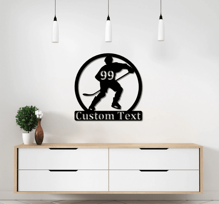 Hockey Player Metal Decor Custom Hockey Sign Outdoor / Indoor Wall Decor Non Rust Metal Decor Personalized Wall Decor