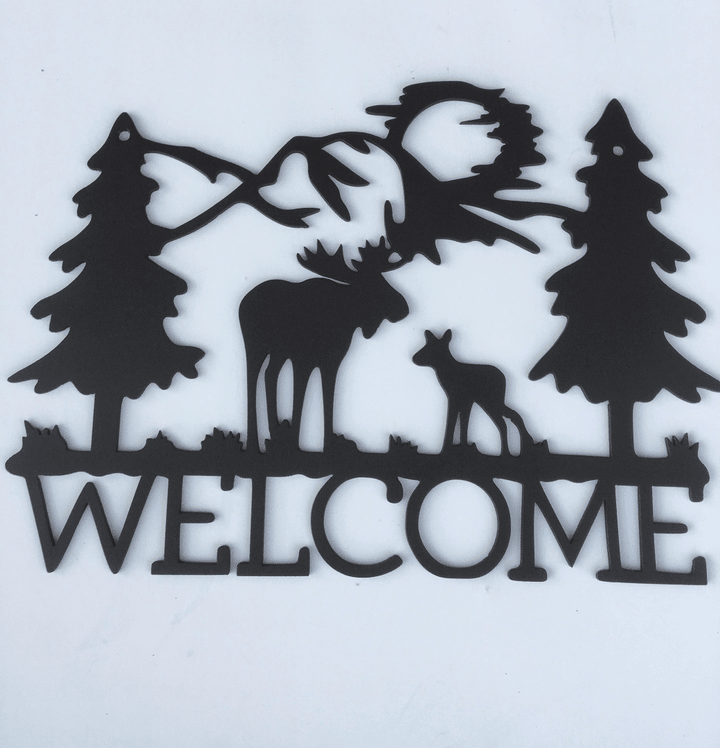 Metal Welcome Sign Outdoor Welcome Sign Moose Metal Sign Wedding Gift Outdoor Welcome Sign Out Door Welcome Word Art
