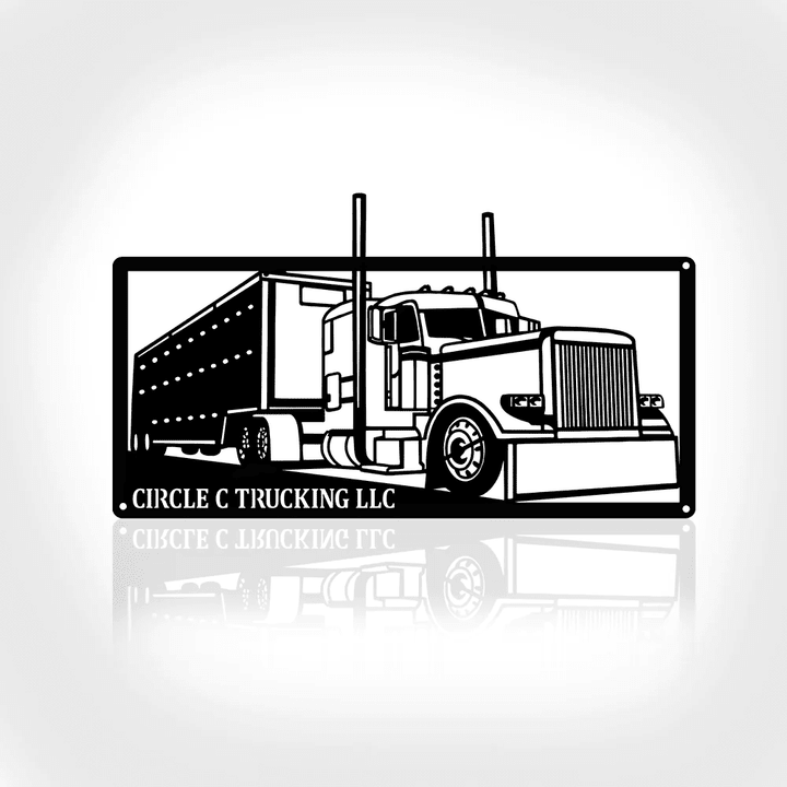 Metal Semi Truck And Trailer Semi Truck Metal Wall Decoration Personalized Company Name Extra Metal Wall Abstract Cattle