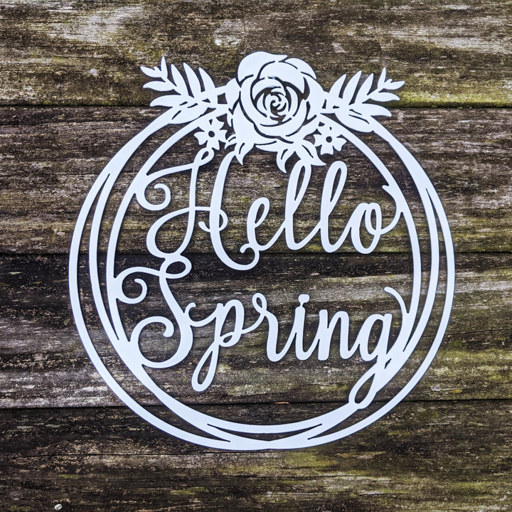 Hello Spring Sign - Metal Wall Art - Seasonal Wall Decor