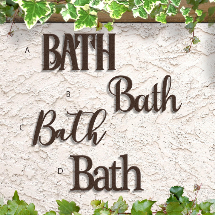 Metal Bath Sign Bathroom Word Signs