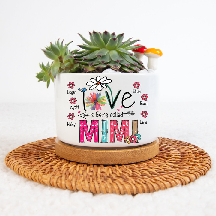 Custom Loved Being Called Mimi Succulent Pot, Nana Mini Plant Pot With Kids Names, Grandma Flower Plant Pot, Mini Plant Pot for Mother's Day