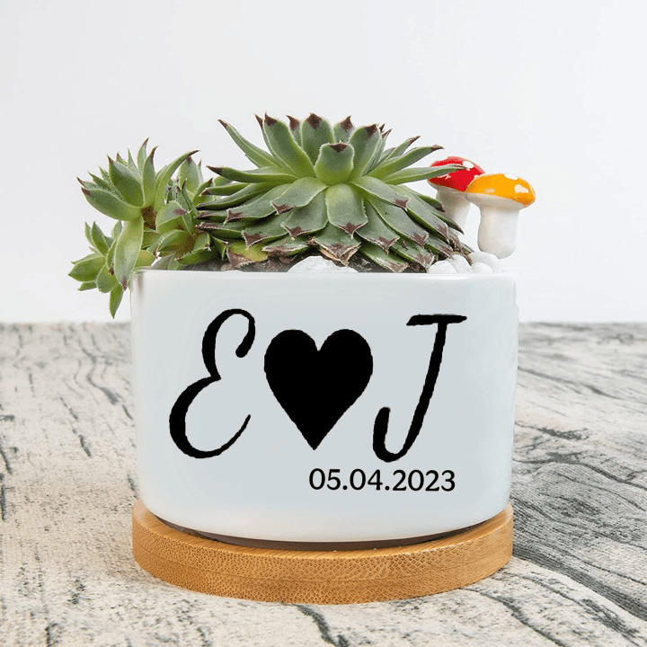 Personalized Wedding Plant Pot, Custom Engagement Gift, Newly Engaged Gift, Newlywed Gift, Wedding Gift, Couples Gift, Wedding Gift Idea