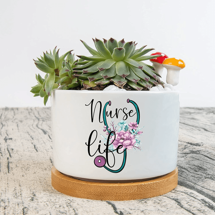 Personalized Nurse Life Plant Pot, Plant Pot To Decorate The Desk, Gift For Mother Day, Appreciation Gift For Nurse, Nurse Flower Plant Pot