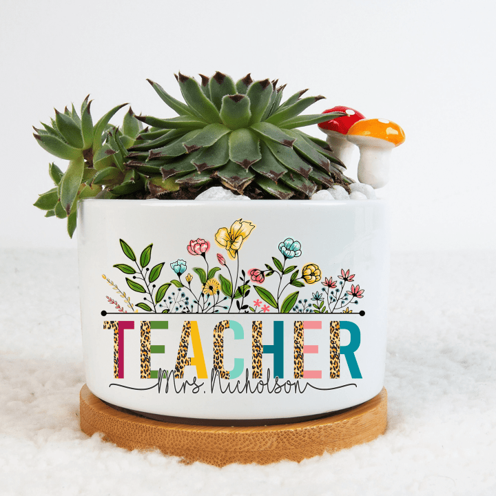 Custom Teacher Succulent Pot, Name Teacher Plant Pot, Counselor Kindergarten Pre K Mini Flower Pot, Flower Pot for Teacher Appreciation Gift